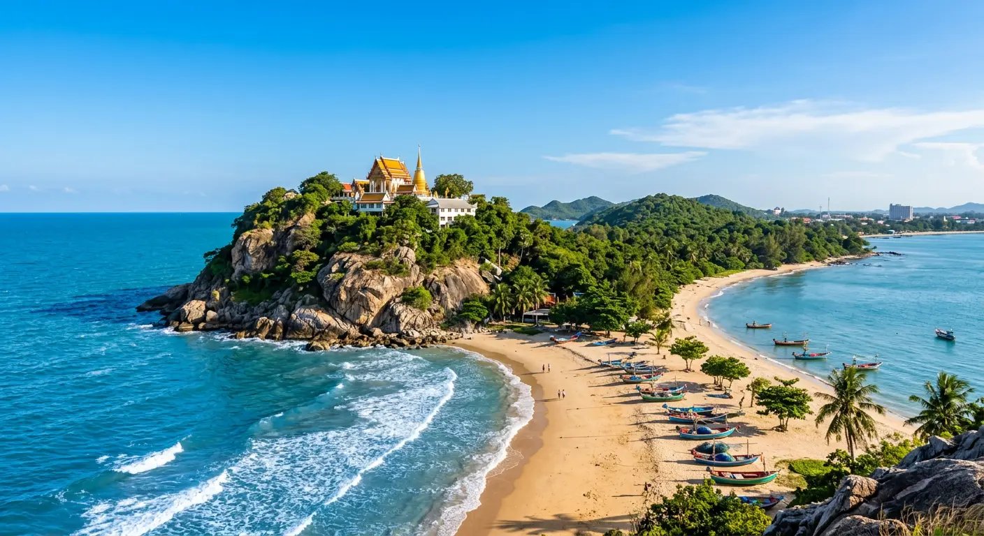 Khao Takiab mountain temple overlooking the beach in Hua Hin